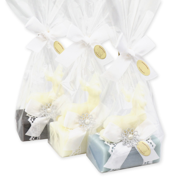 Sheep milk soap 100g decorated with a soap deer 30g in a cellophane, sorted 