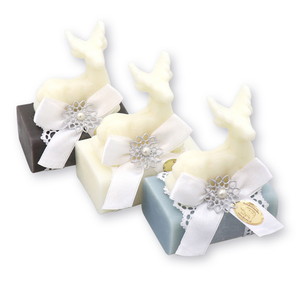 Sheep milk soap 100g decorated with a soap deer 30g, sorted 