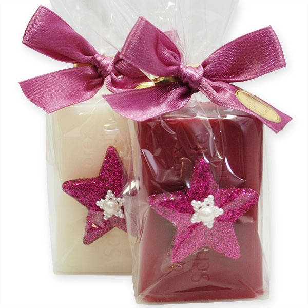 Sheep milk soap 100g, decorated with a glitter star in a cellophane, Classic/jostaberry 