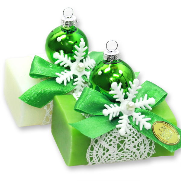 Sheep milk soap 100g decorated with a glass christmas ball, Classic/pear 