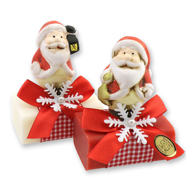Sheep milk soap square 100g decorated with Santa, Classic/pomegranate 