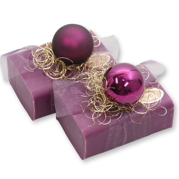 Sheep milk soap 100g, decorated with a glass christmas ball, Classic/elderberry 
