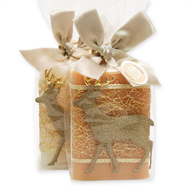 Sheep milk soap 100g decorated with a deer in a cellophane, Classic/quince 