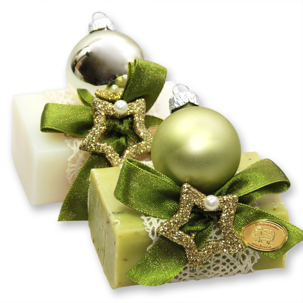 Sheep milk soap 100g decorated with a glass christmas ball, Classic/verbena 