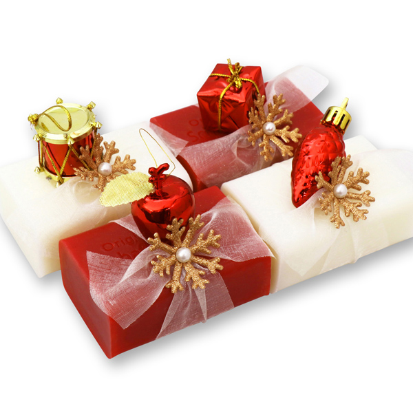 Sheep milk soap 100g decorated with christmas motives, Classic/pomegranate 