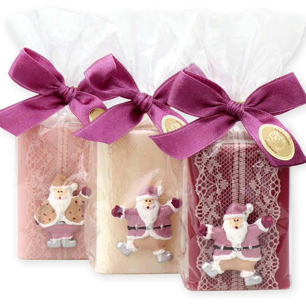 Sheep milk soap 100g decorated with santa in a cellophane, sorted 