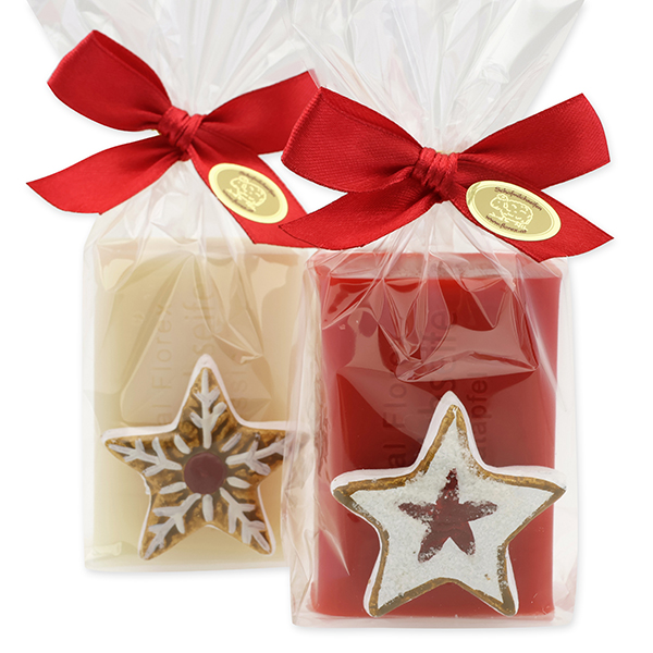 Sheep milk soap 100g decorated with gingerbread in a cellophane, Classic/pomegranate 