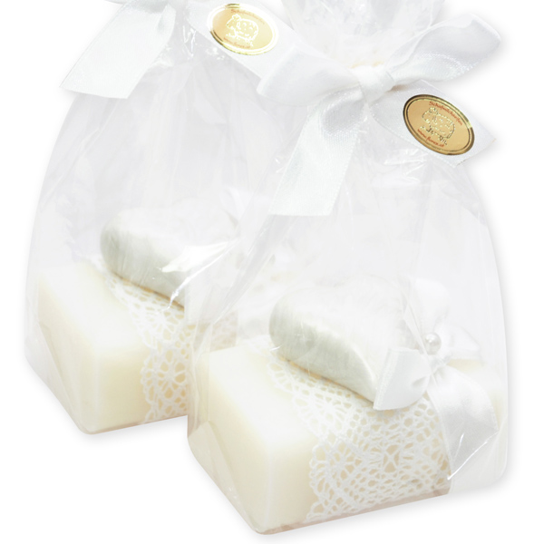 Sheep milk soap 100g, decorated with a heart in a cellophane, Classic 