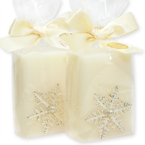Sheep milk soap 100g, decorated with a snowflake in a cellophane, Classic 