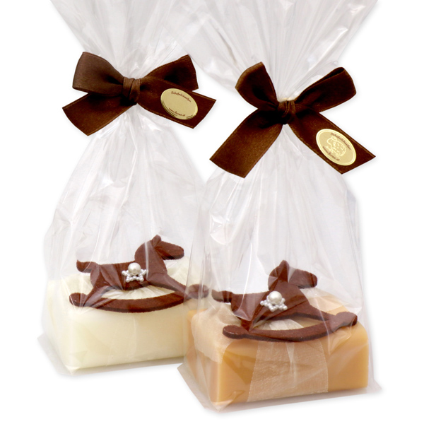 Sheep milk soap 100g decorated with a horse in a cellophane, Classic/quince 
