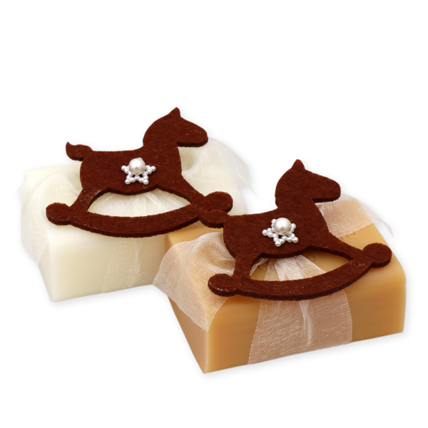 Sheep milk soap 100g decorated with a horse, Classic/quince 