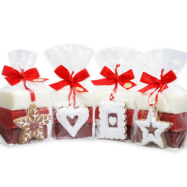Sheep milk soap 100g decorated with gingerbread decoration in a cellophane, sorted 
