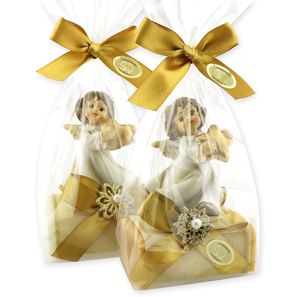 Sheep milk soap 100g decorated with an angel in a cellophane, Classic/quince 