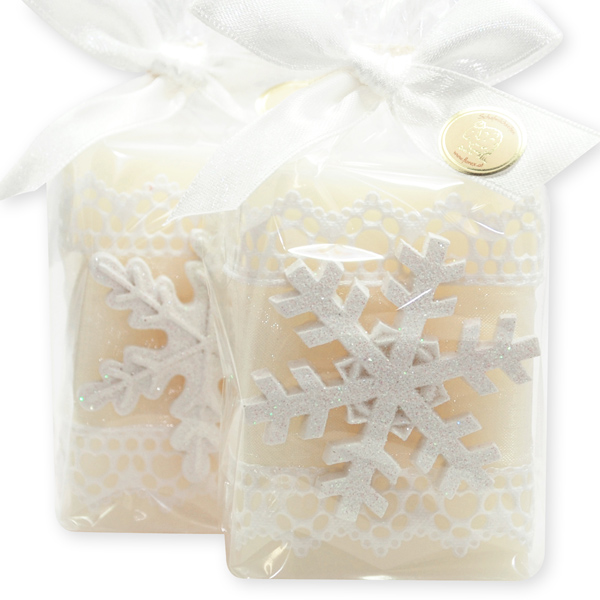 Sheep milk soap 100g, decorated with a snowflake in a cellophane, Classic 