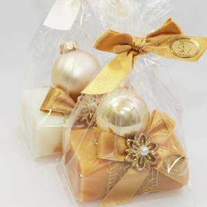 Sheep milk soap 100g decorated with a christmas ball in a cellophane, Classic/quince 