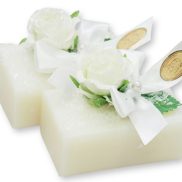 Sheep milk soap 100g, decorated with a flower, Classic 