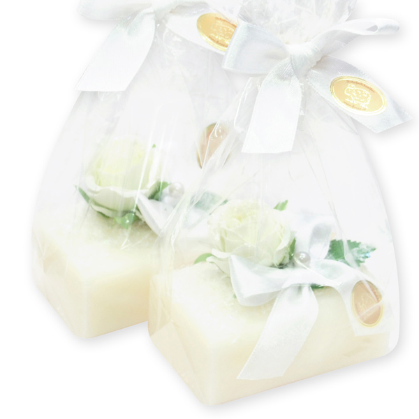 Sheep milk soap 100g, decorated with a flower in a cellophane, Classic 