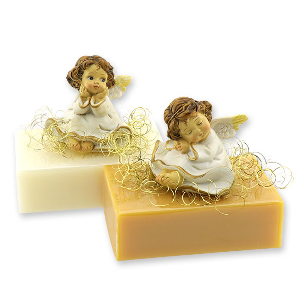 Schafmilchseife eckig 150g dekoriert mit Engel, Classic/Quitte 