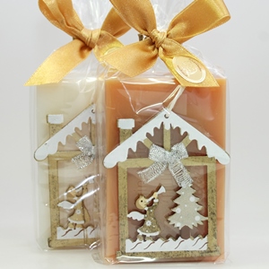 Sheep milk soap 150g decorated with christmas decorations in a cellophane, Classic/quince 