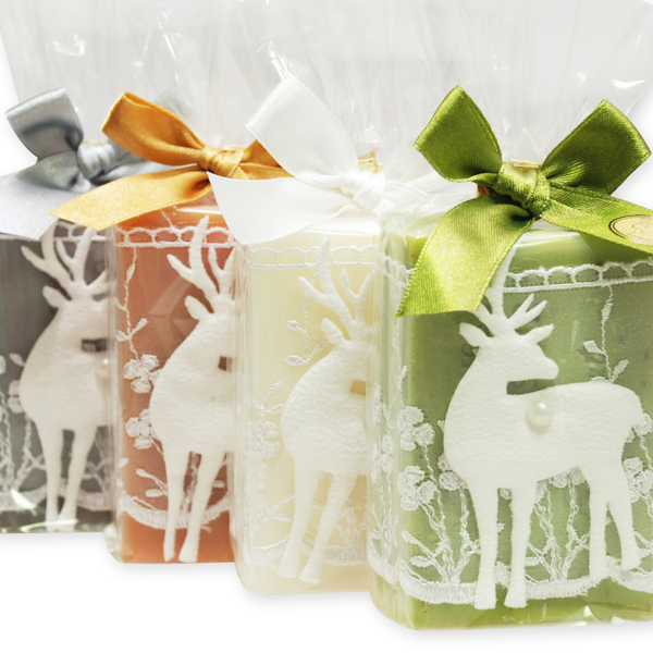 Sheep milk soap 150g decorated with a deer in a cellophane, sorted 