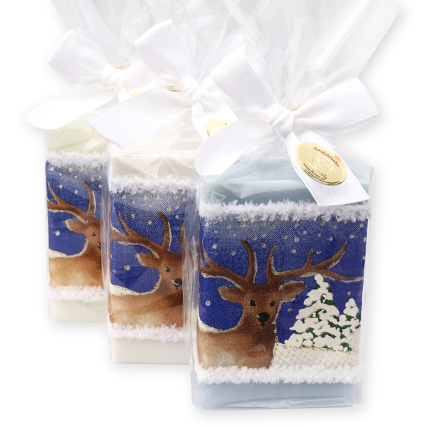 Sheep milk soap 150g decorated with a deer ribbon in a cellphane, sorted 