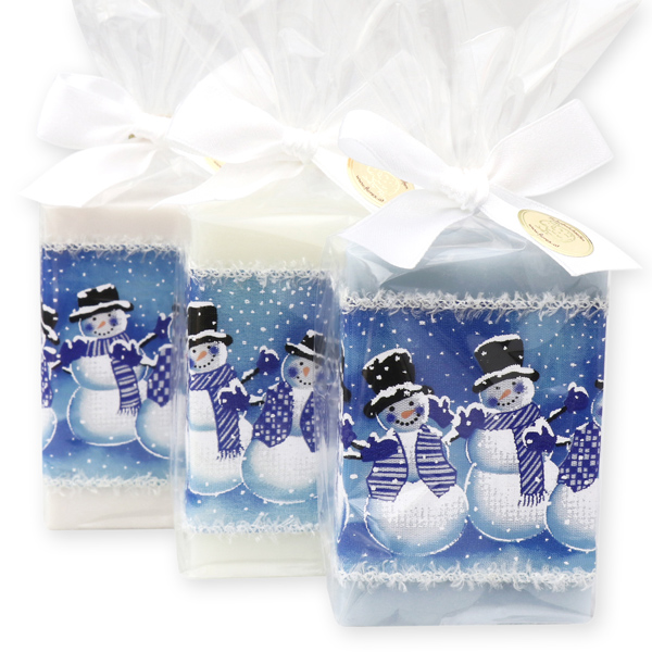 Sheep milk soap 150g decorated with a snowman ribbon in a cellophane, sorted 