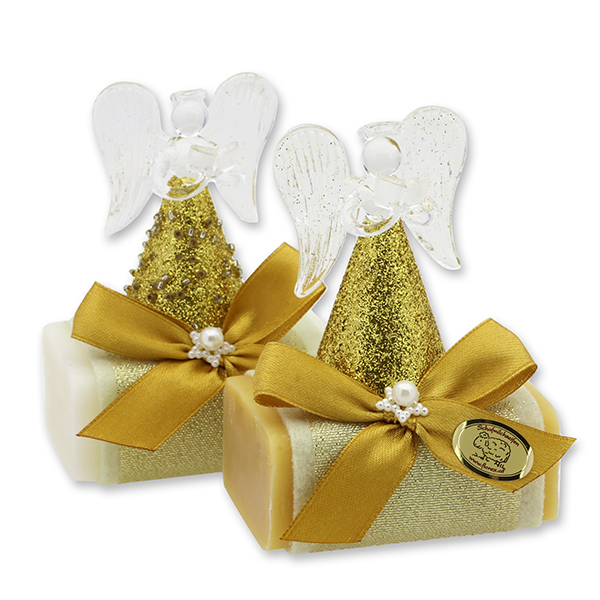 Sheep milk soap 150g decorated with an glass angel, Classic/swiss pine 