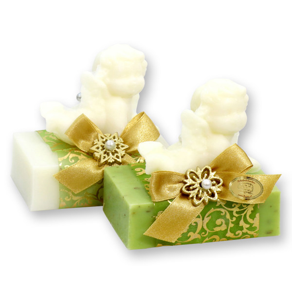 Sheep milk soap 150g decorated with a soap angel 50g, Classic/verbena 