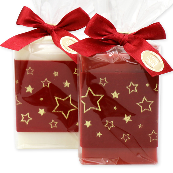 Sheep milk soap 150g decorated with a star ribbon in a cellophane, Classic/pomegranate 