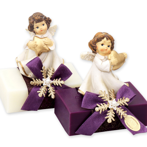Sheep milk soap 150g decorated with an angel, Classic/elderberry 