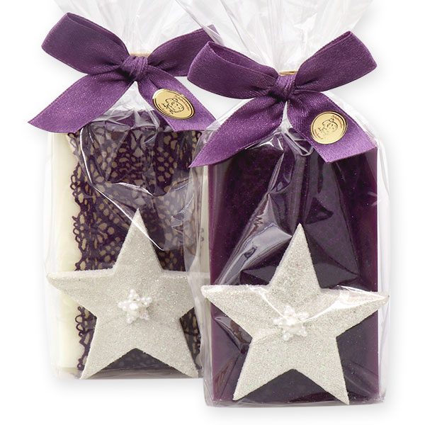 Sheepmilk soap 150g decorated with a star in a cellophane, Classic/elderberry 