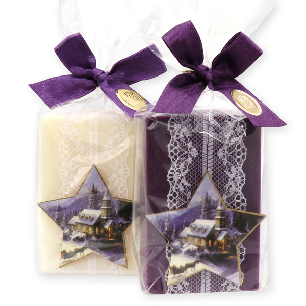 Sheepmilk soap 150g decorated with a star in a cellophane, Classic/elderberry 