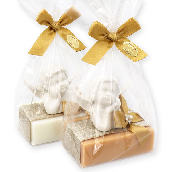 Sheep milk soap 150g decorated with an angel in a cellophane, Classic/quince 