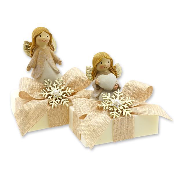 Sheep milk soap 150g decorated with an angel, Classic/christmas rose 