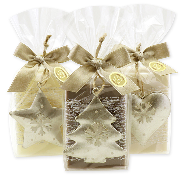 Sheep milk soap 150g decorated with christmas motives in a cellophane, sorted 