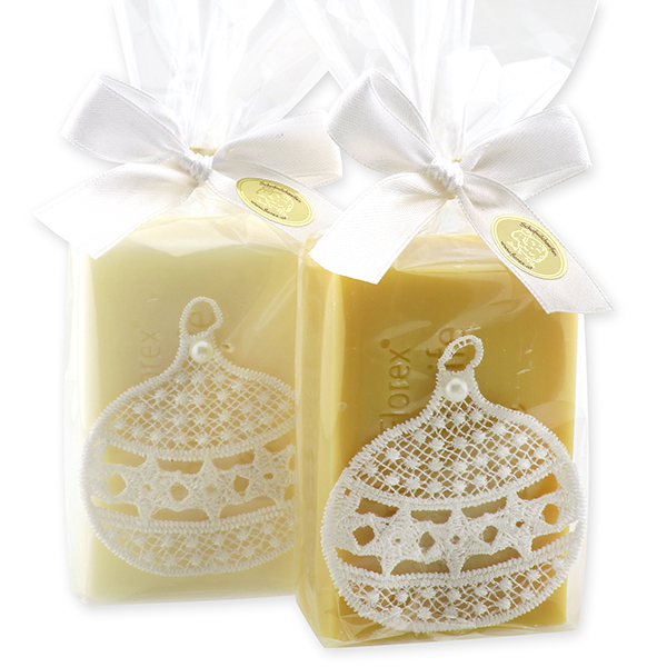 Sheep milk soap 150g decorated with a christmas motif in a cellophane, Classic/swiss pine 