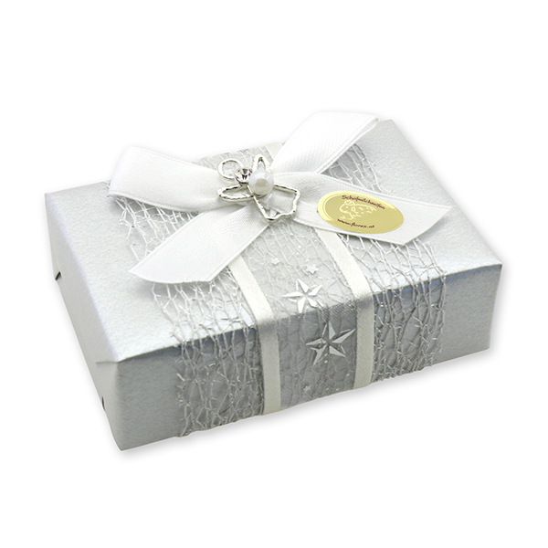 Sheep milk soap 150g "present", Christmas rose silver 