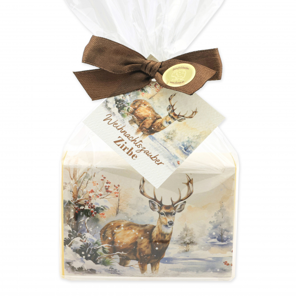Schafmilchseife eckig 150g Zirbe "Weihnachtszauber-Motiv 2" in Cello 