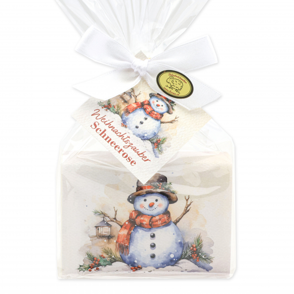 Schafmilchseife eckig 150g Schneerose "Weihnachtszauber-Motiv 5" in Cello 