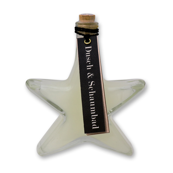 Shower- & foam bath 200ml in a star-glass, Christmas rose white 