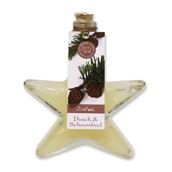 Shower- & foam bath 200ml in a star-glass, Swiss pine 