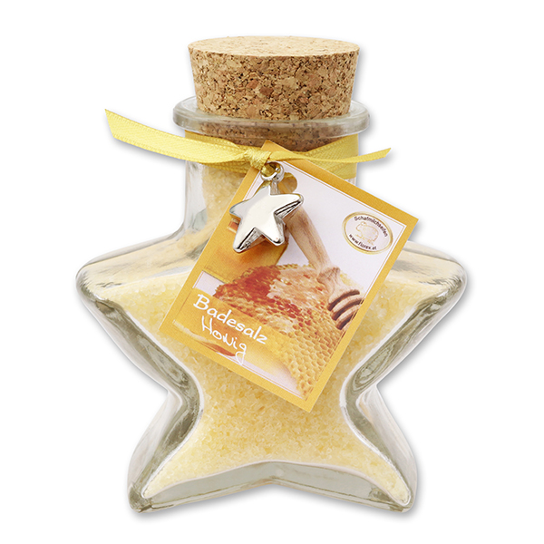 Bath salt 160g in a star shaped glass jar, Honey 
