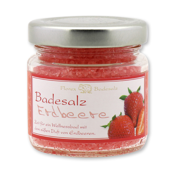 Bath salt 120g in a glass jar, strawberry 