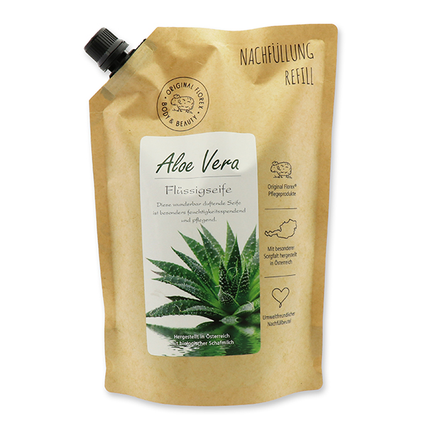Liquid sheep milk soap 1L in a refill-bag, Aloe Vera 