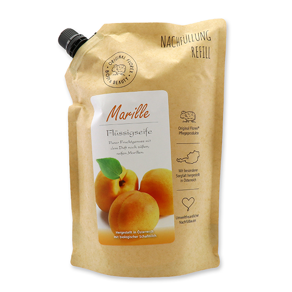 Liquid sheep milk soap 1L in a refill-bag, Apricot 