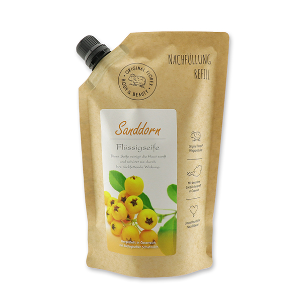 Liquid sheep milk soap 500ml in a refill-bag, Sea buckthorn 