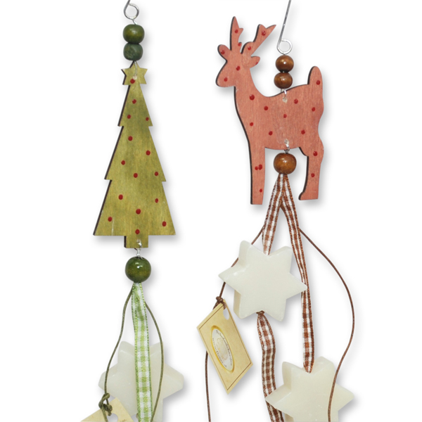 Sheep milk soap star 2x12g, hanging with a tree and a deer, Classic 