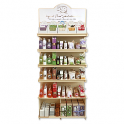 Shelf Variant 2, width 88 cm x depth 48 cm x height 210 cm, completely stocked with FLOREX products 