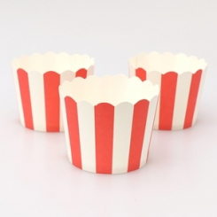 Papierförmchen gestreift rot 24 Stück 