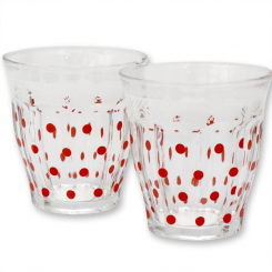 Glass for tea light, with red dots 